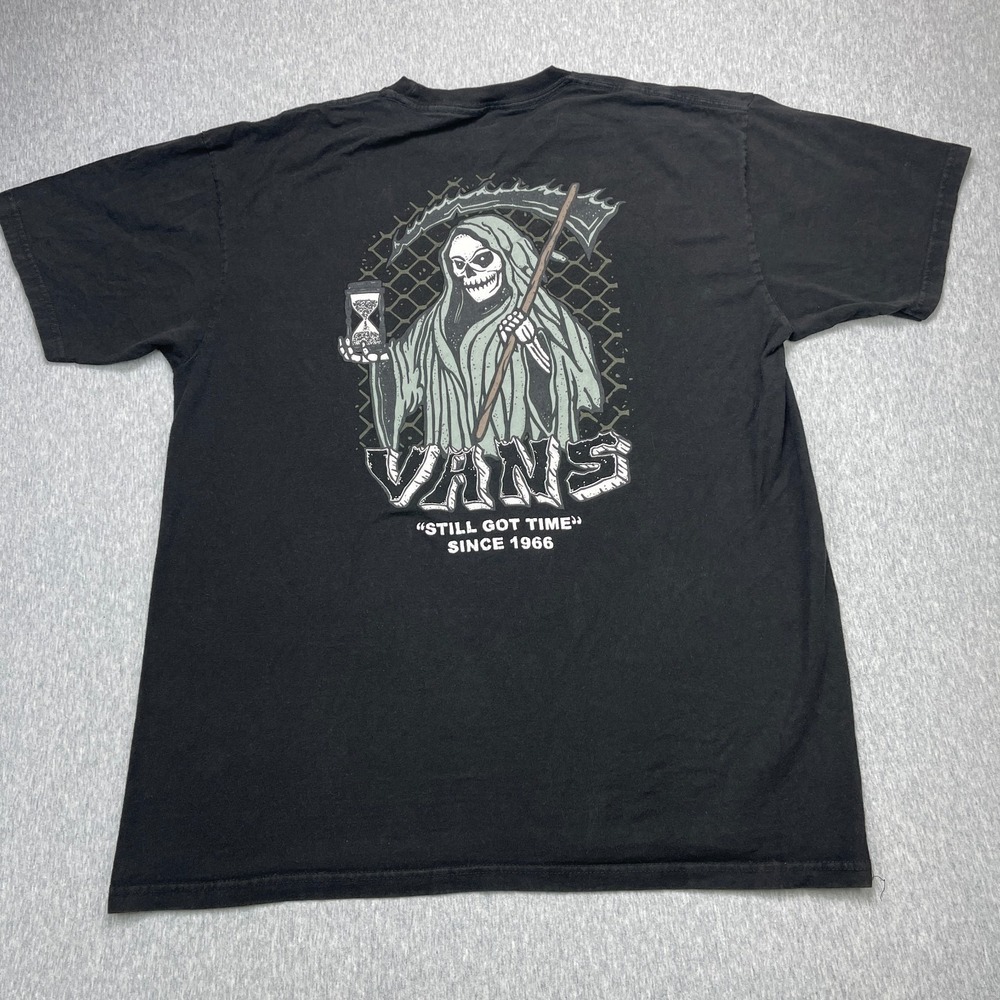 Vans Still Got Time Grim Reaper Hourglass Shirt Mens Large Black Skate Graphic T - Picture 1 of 7